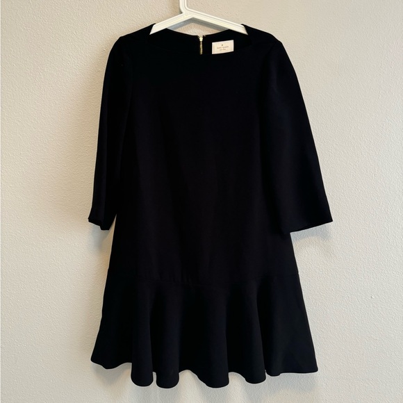 EUC Kate Spade Caution to the Wind boat neck flounce skirt dress in black. - Picture 4 of 5